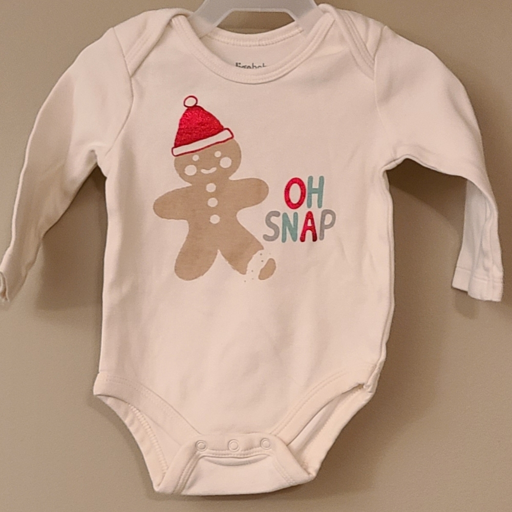 "Oh Snap" ivory holiday long sleeved onesie/bodysuit